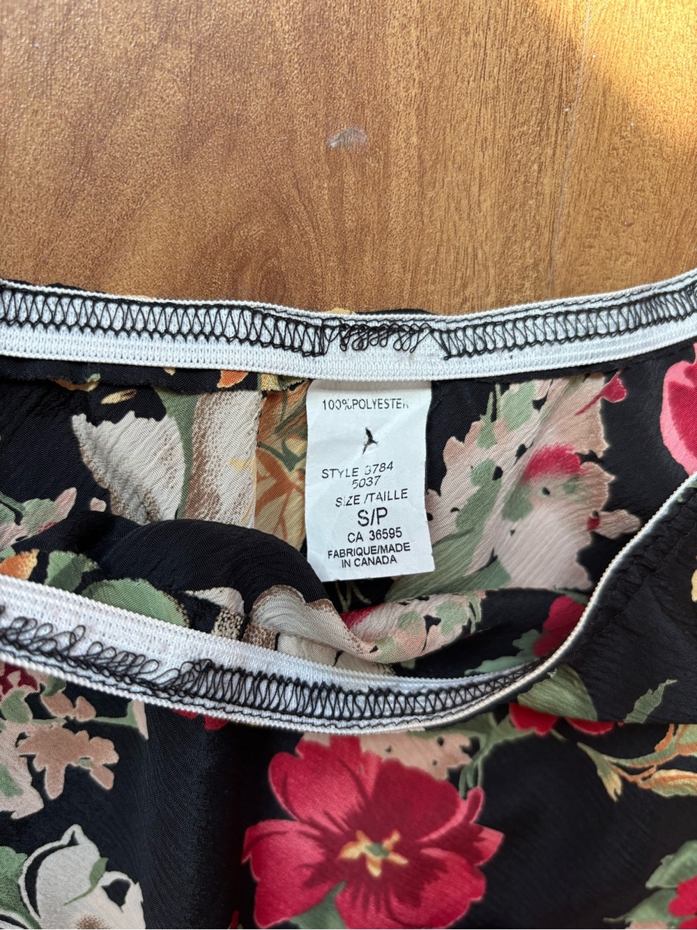 Vintage Black Floral Midi Skirt with Red & Cream Blooms - Picture 7 of 11